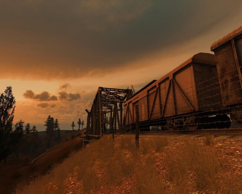 Train on a Bridge — Orange