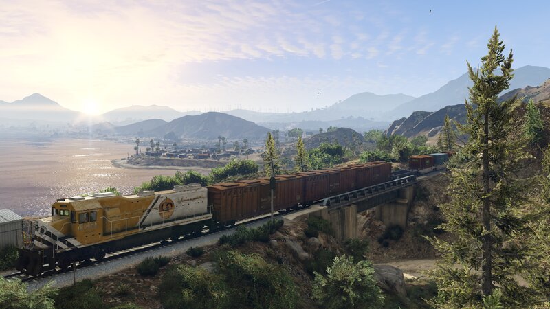 Train on a Bridge — Yellow