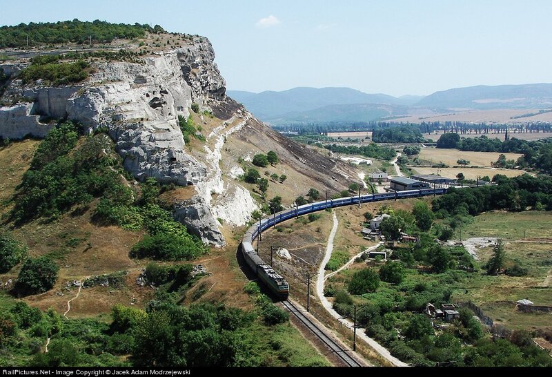Train on a cliffside track