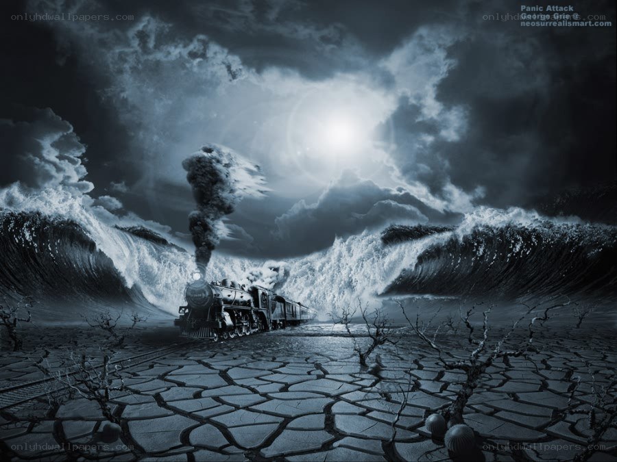 Train on a cracked landscape