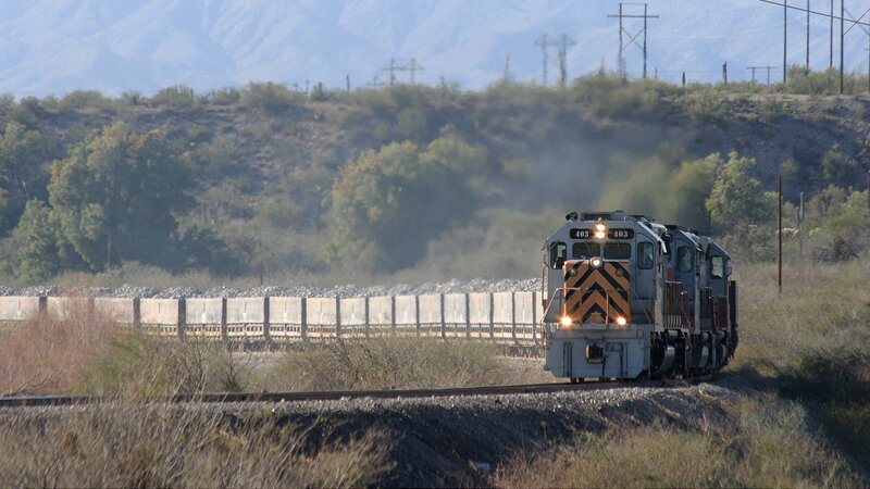 Train on a desert track