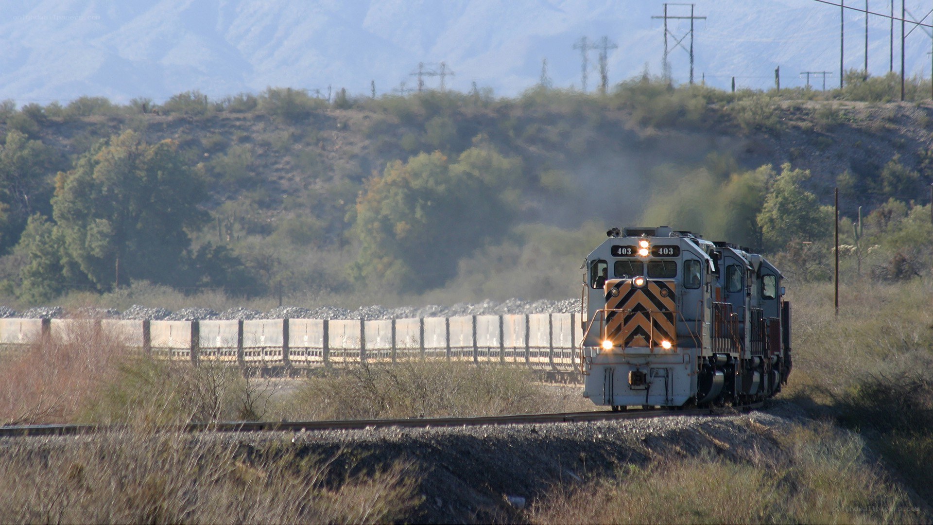 Train on a desert track
