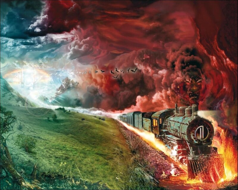 Train on a Hill — Red