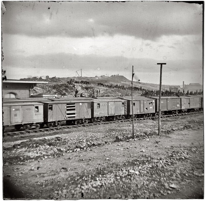 Train on a hillside