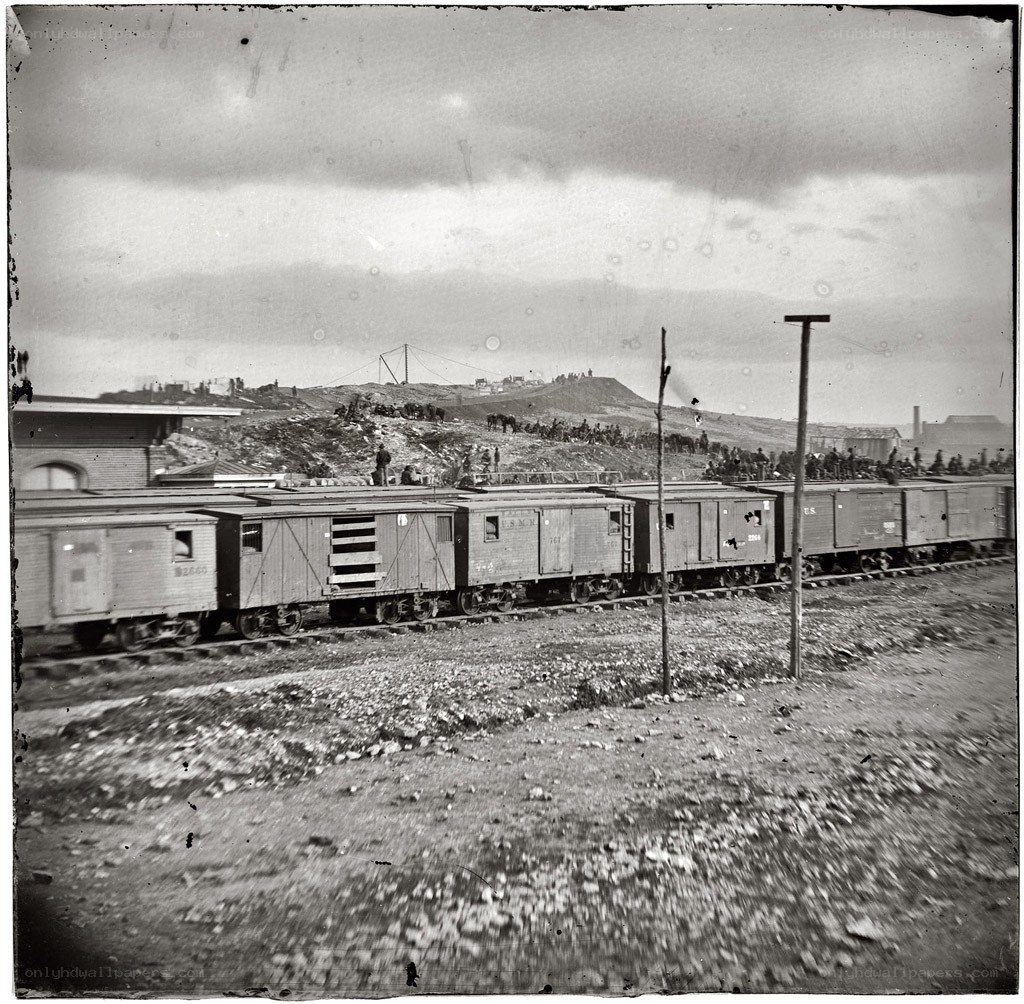 Train on a hillside