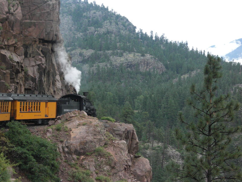 Train on a mountain cliff