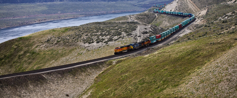 Train on a winding track