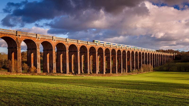 Train on Brick Viaduct