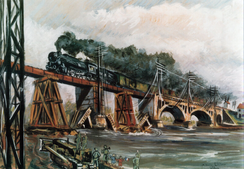 Train on Damaged Bridge