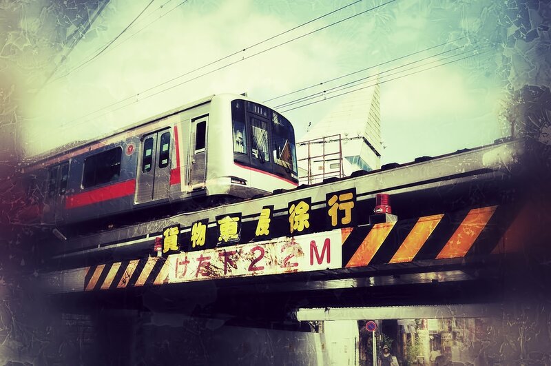 Train on elevated track