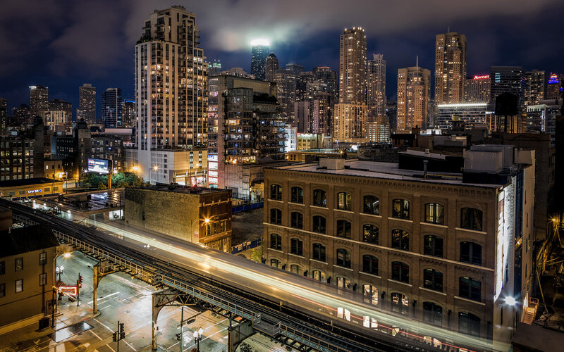 Train on Elevated Tracks — Black