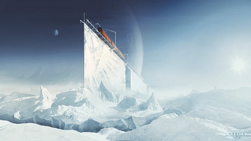 Train on Ice Cliff
