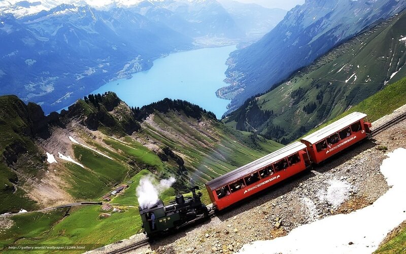 Train on mountain railway