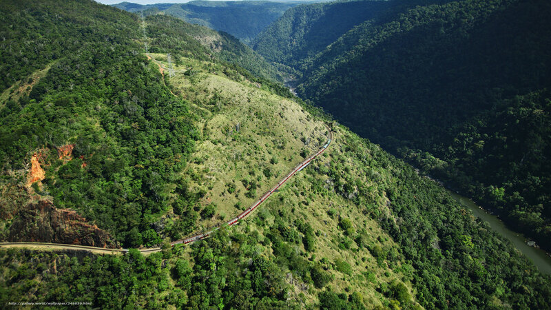 Train on Mountain Slope