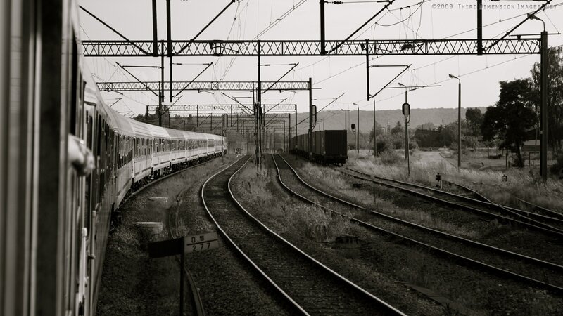 Train on Railway Tracks — Black
