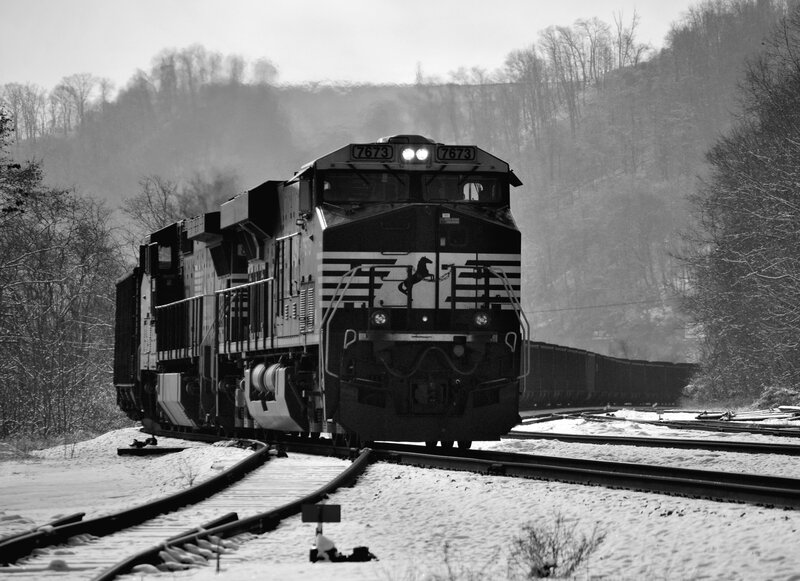 Train on snowy tracks