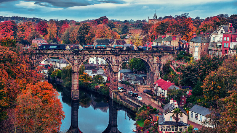 Train on Stone Bridge — Orange