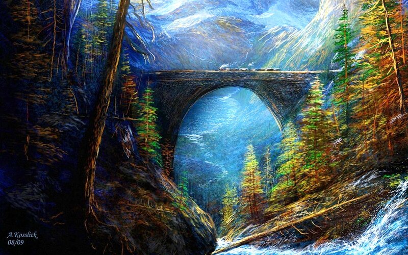 Train on Stone Bridge