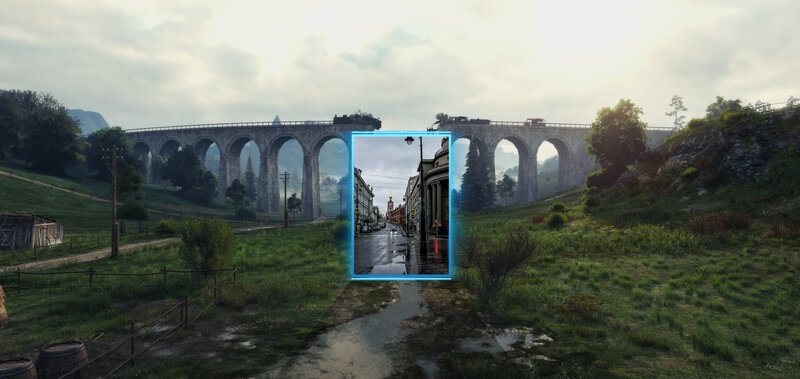 Train on Stone Viaduct — Green
