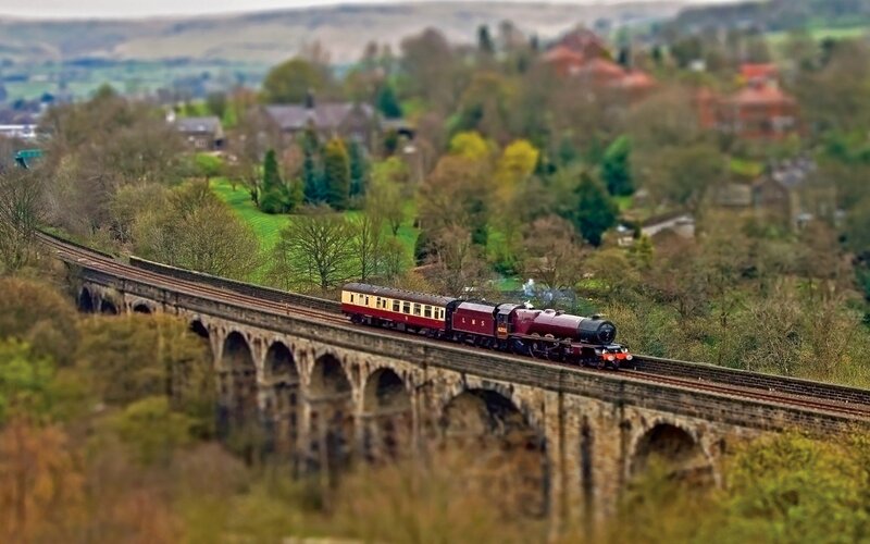 Train on Stone Viaduct