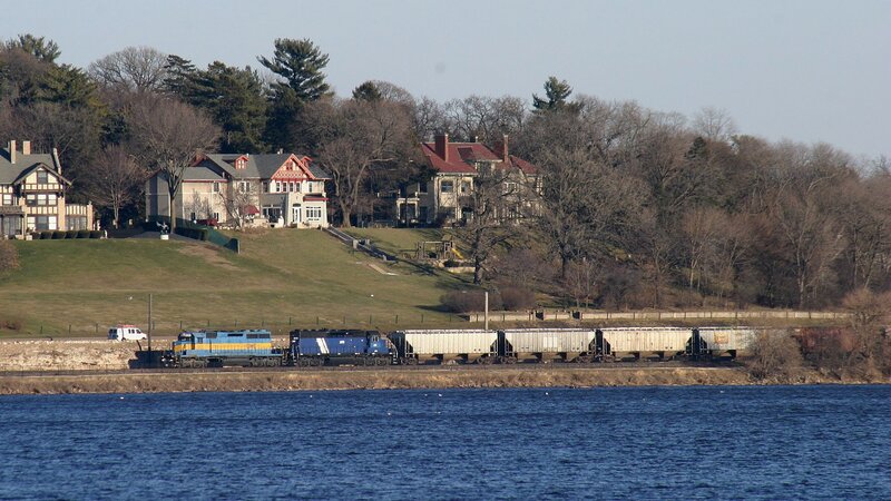 Train on the waterfront