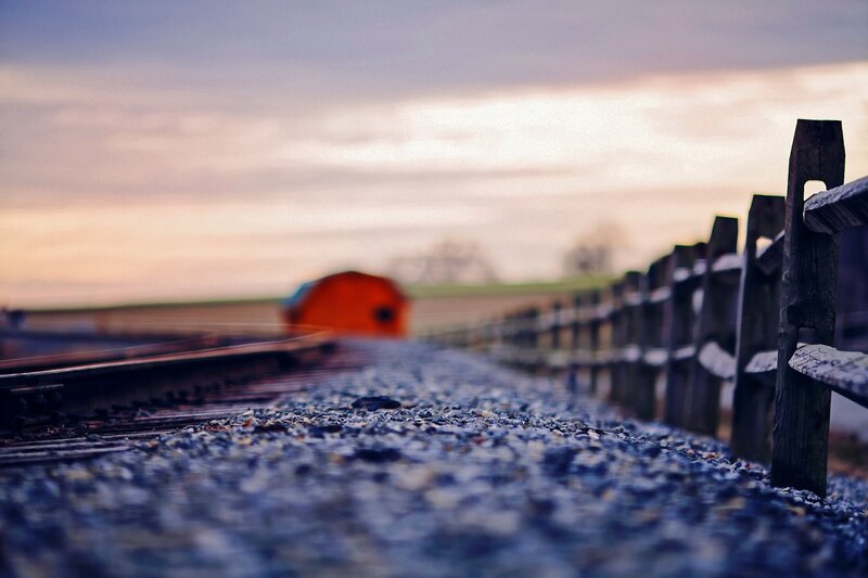 Train on Tracks — Blue