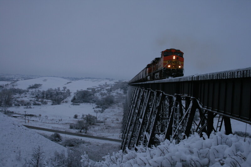 Train on Trestle Bridge