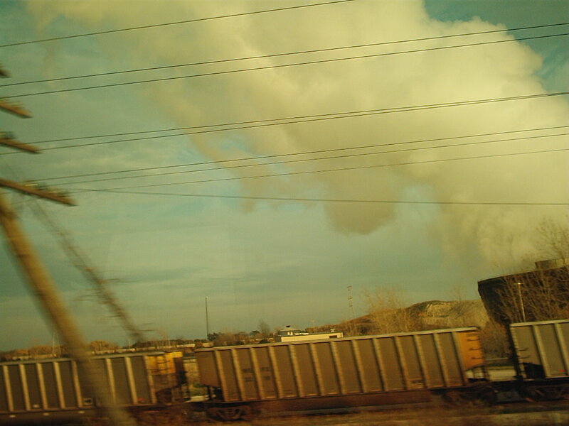 Train passing by with smoke