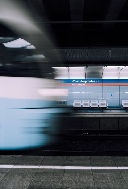 Train Passing Station — Blue
