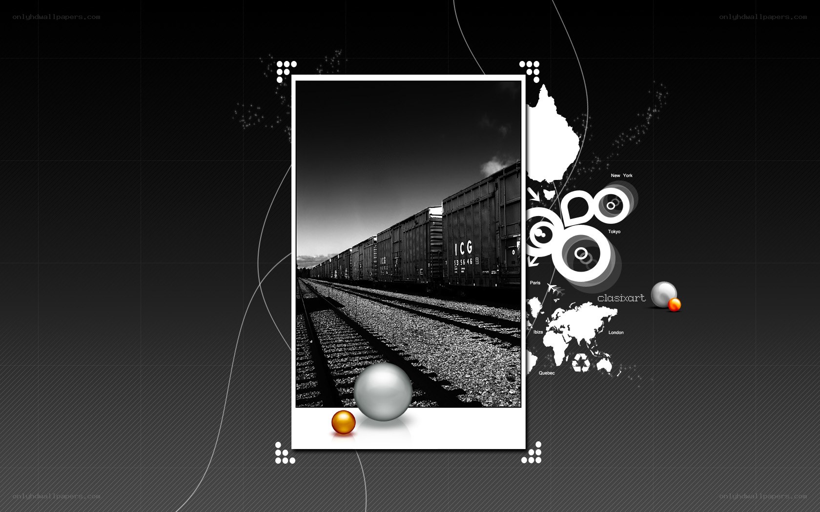 train photo with digital art