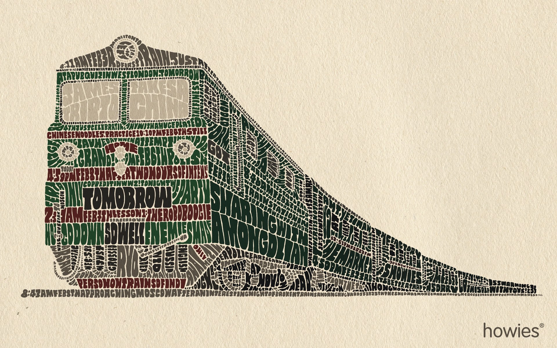 Train-shaped word art