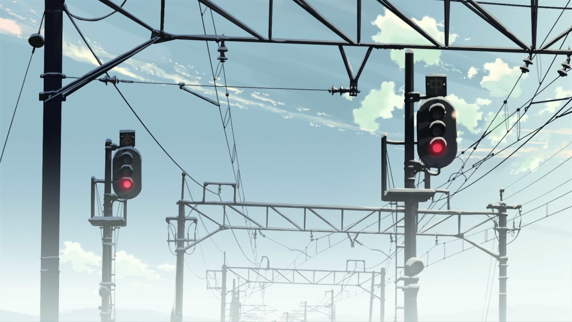 Train signals at a railway crossing