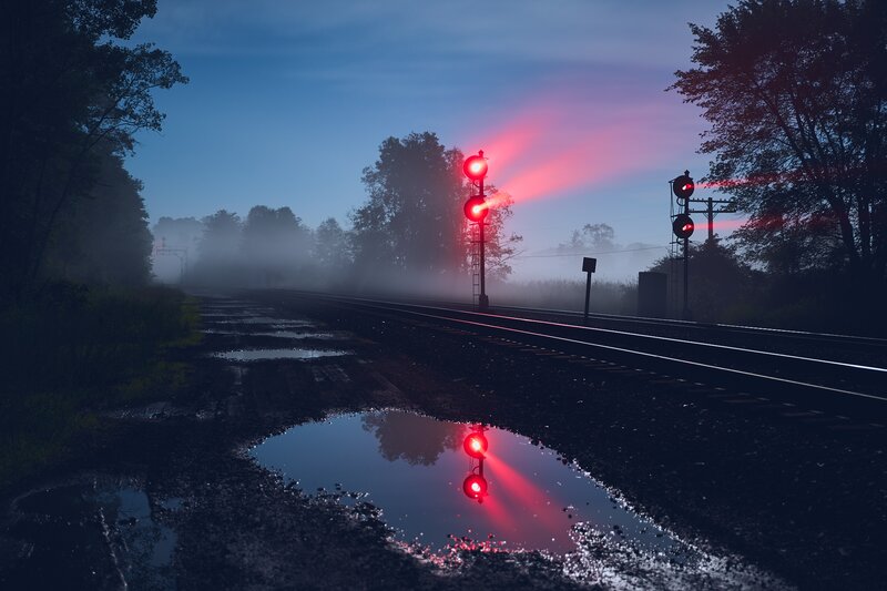 Train Signals at Dawn