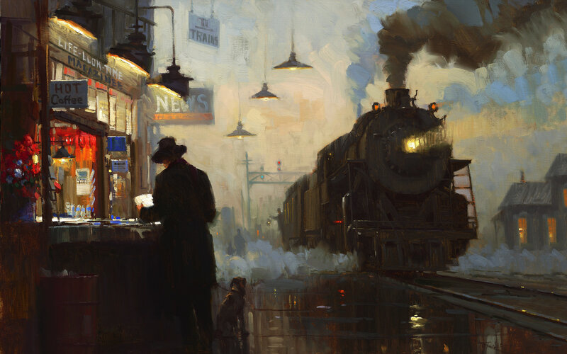 Train station at dusk