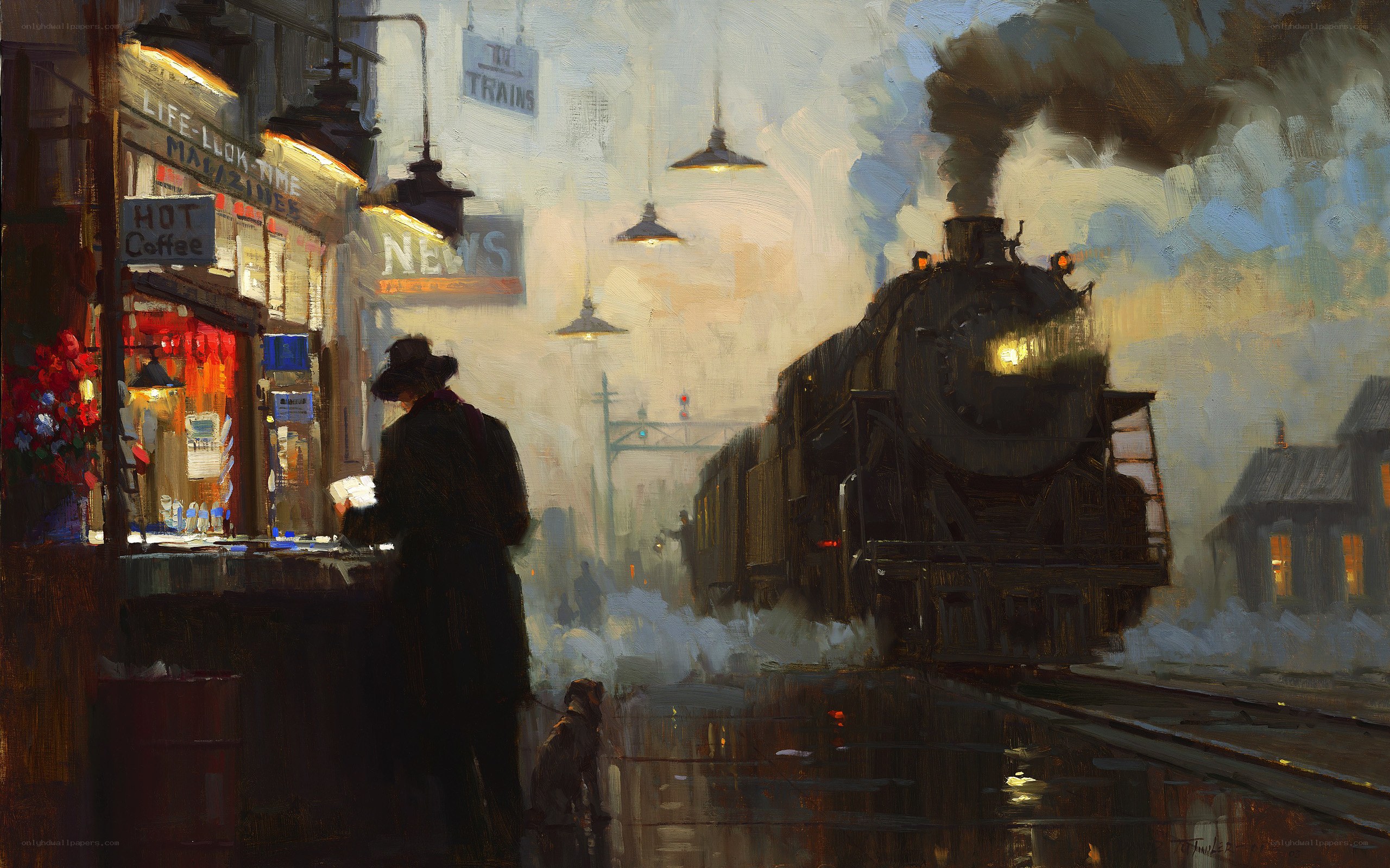 Train station at dusk