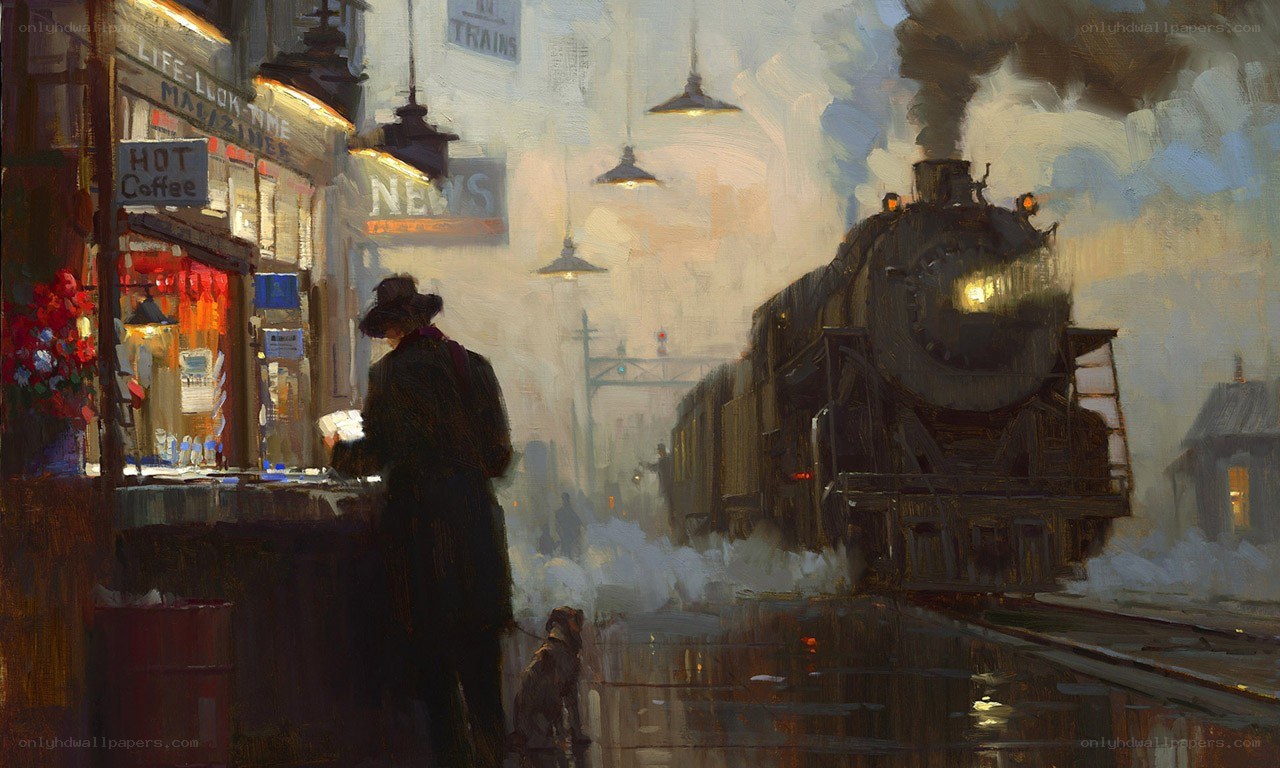 Train station at dusk