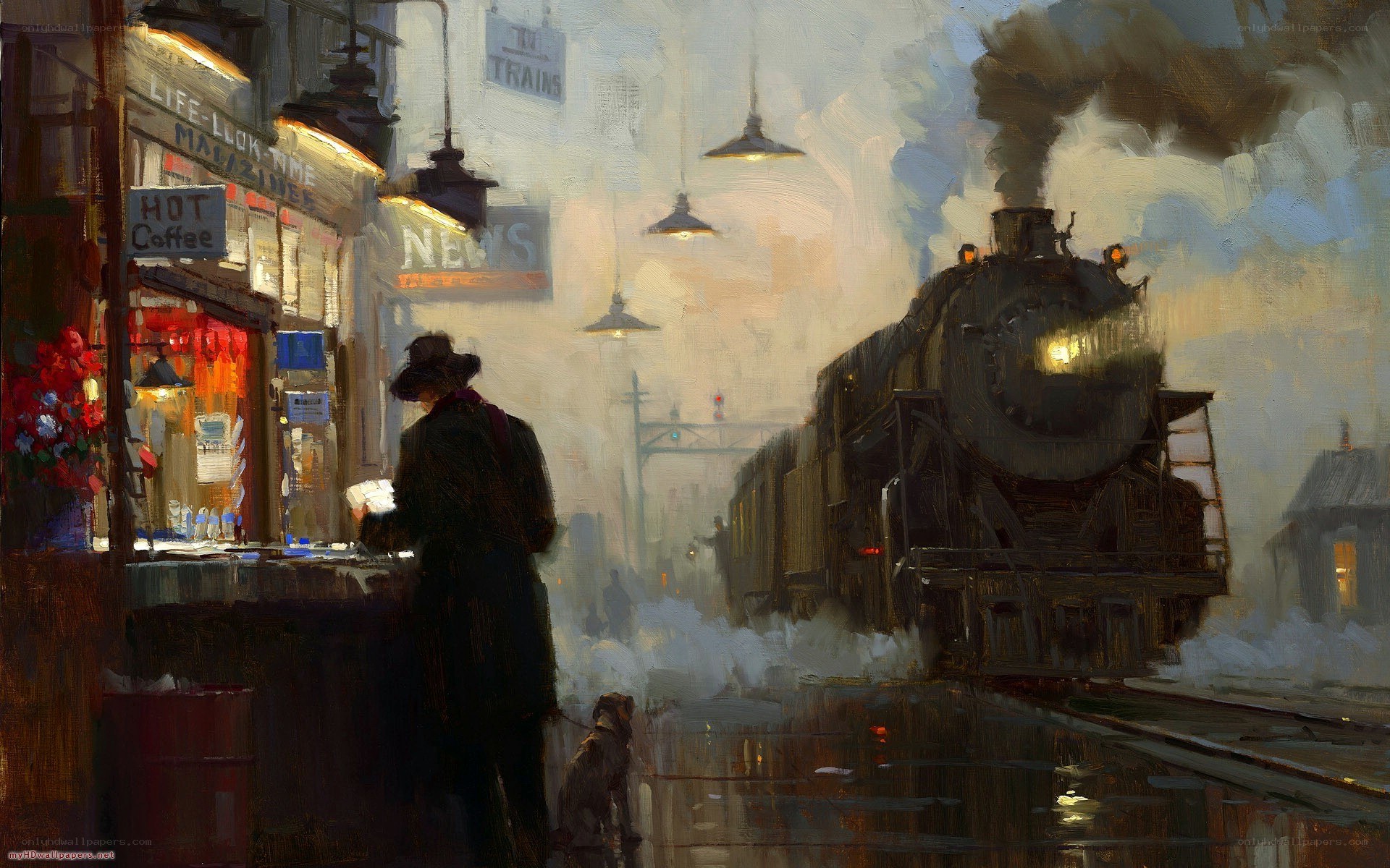 Train station at dusk