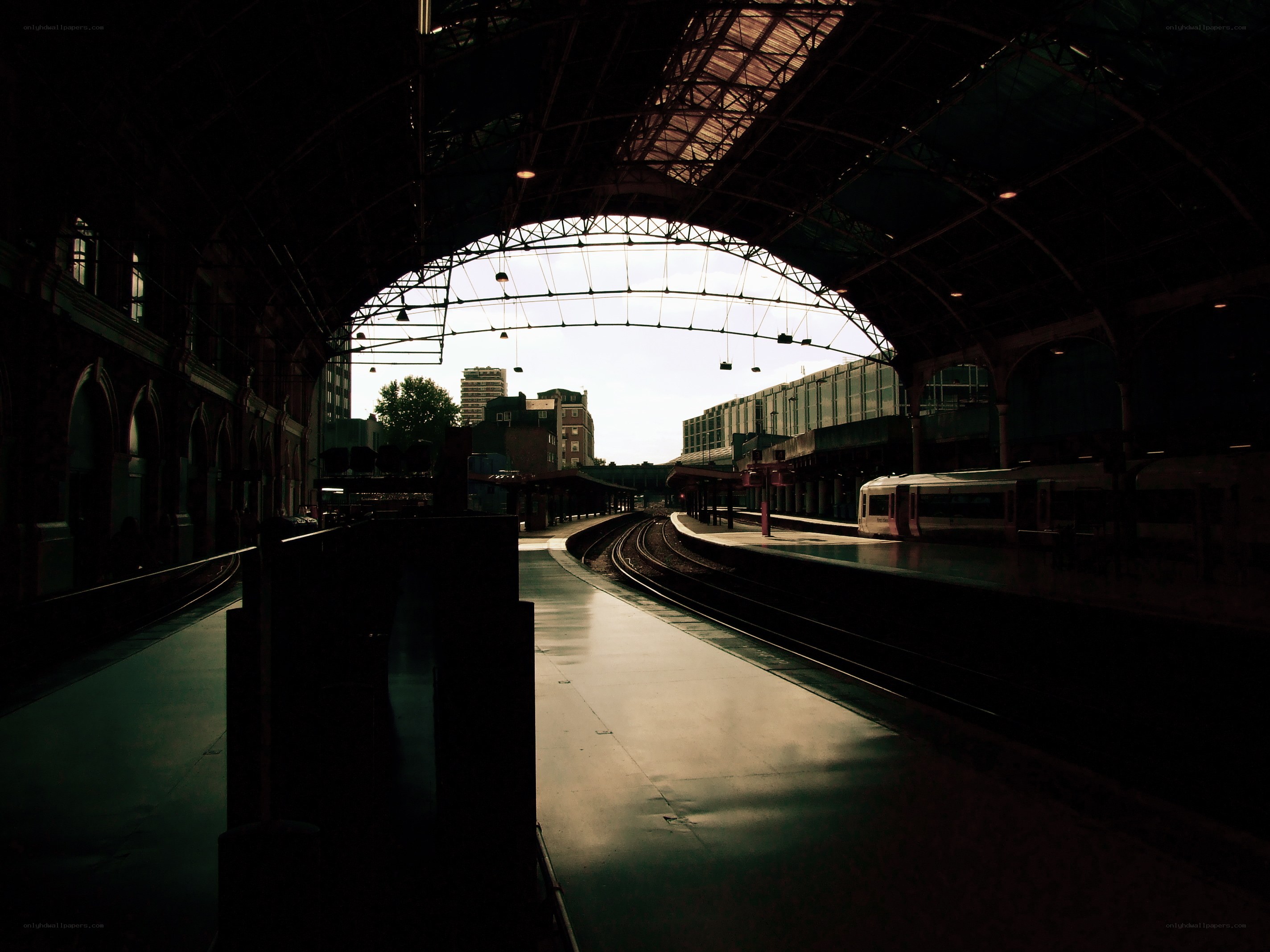 train station at dusk