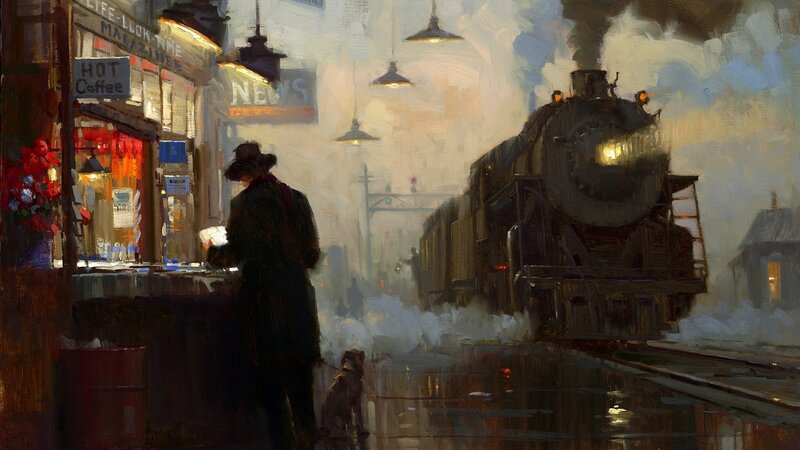 Train station at dusk