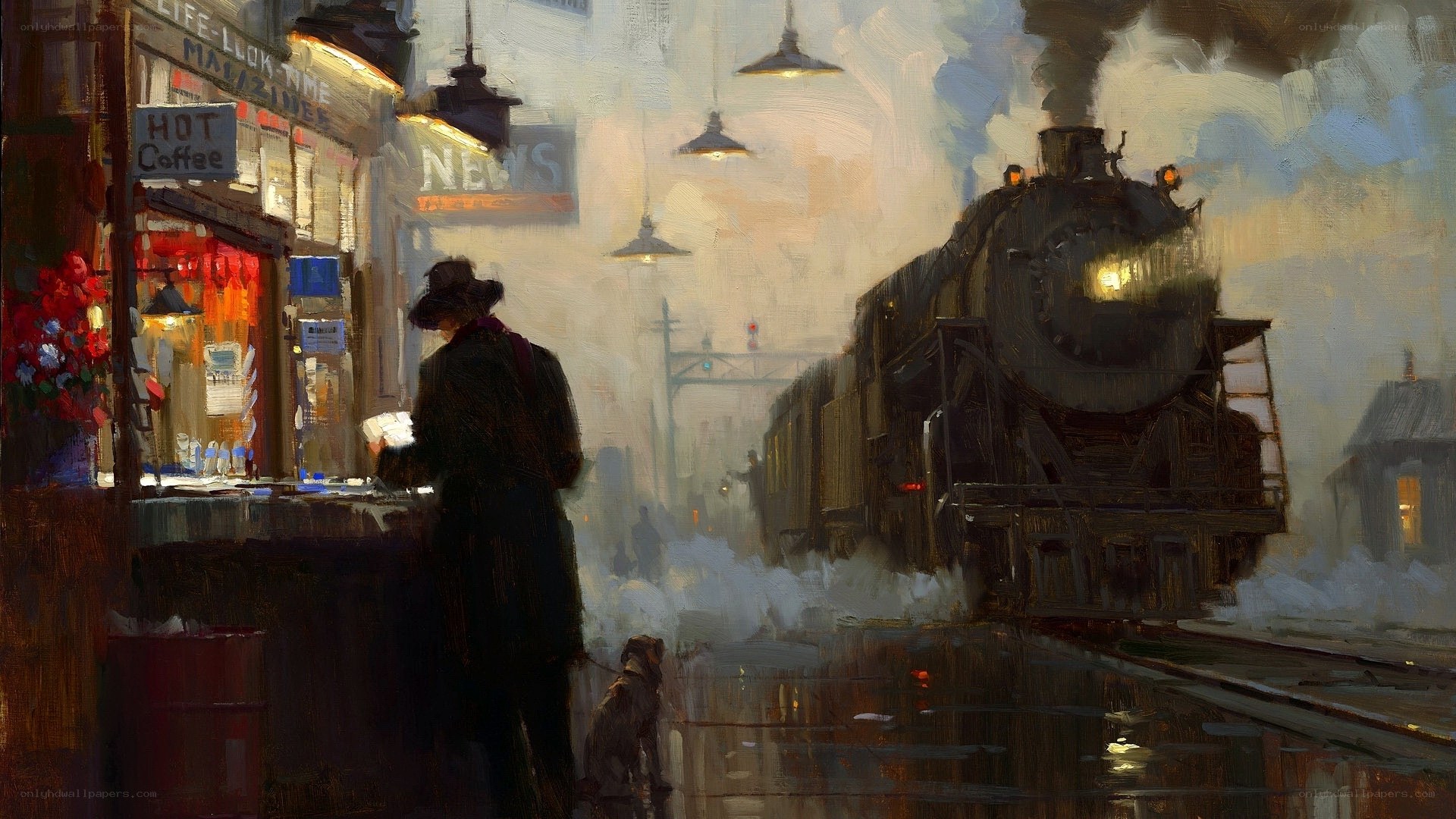 Train station at dusk