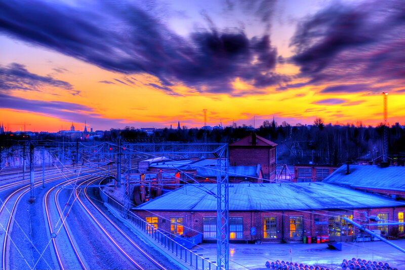 Train Station at Dusk — Blue