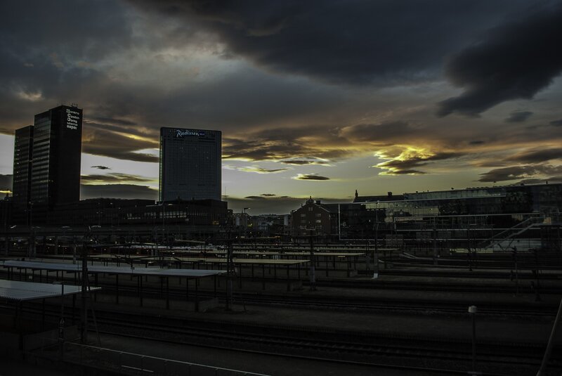 Train Station at Dusk — Dark Gray, Dramatic