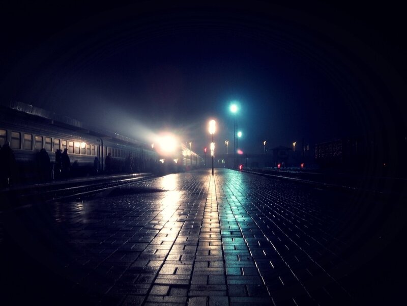 Train station at night