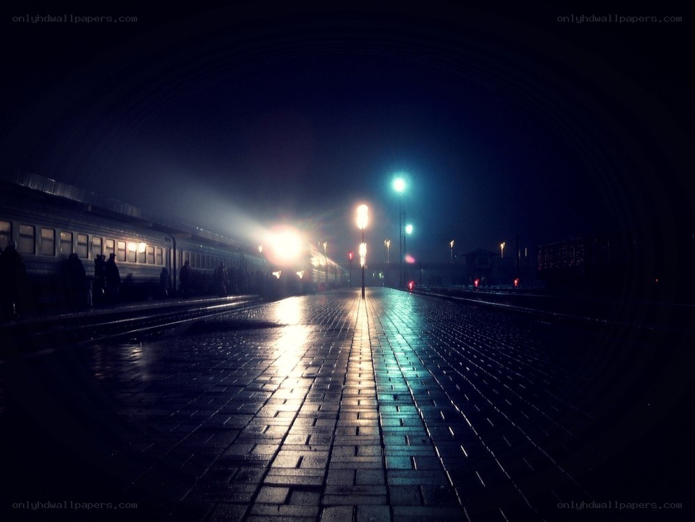 Train station at night