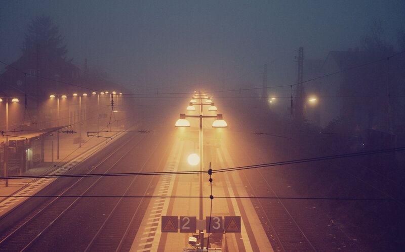 Train Station at Night — Orange