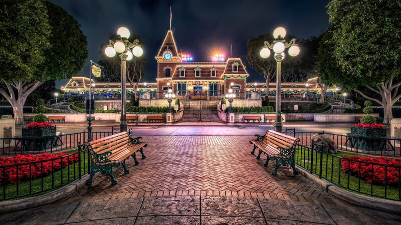Train Station at Night — Red, Festive
