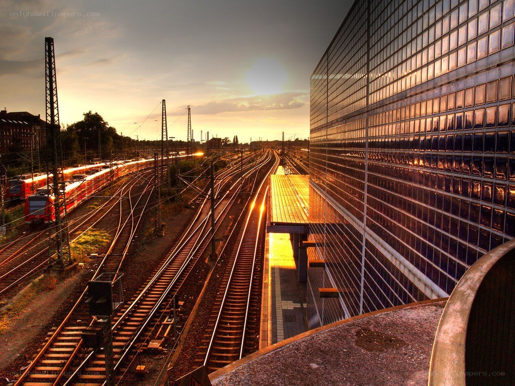Train station at sunset