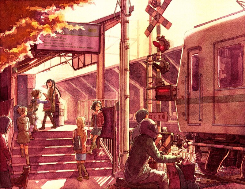 Train station at sunset