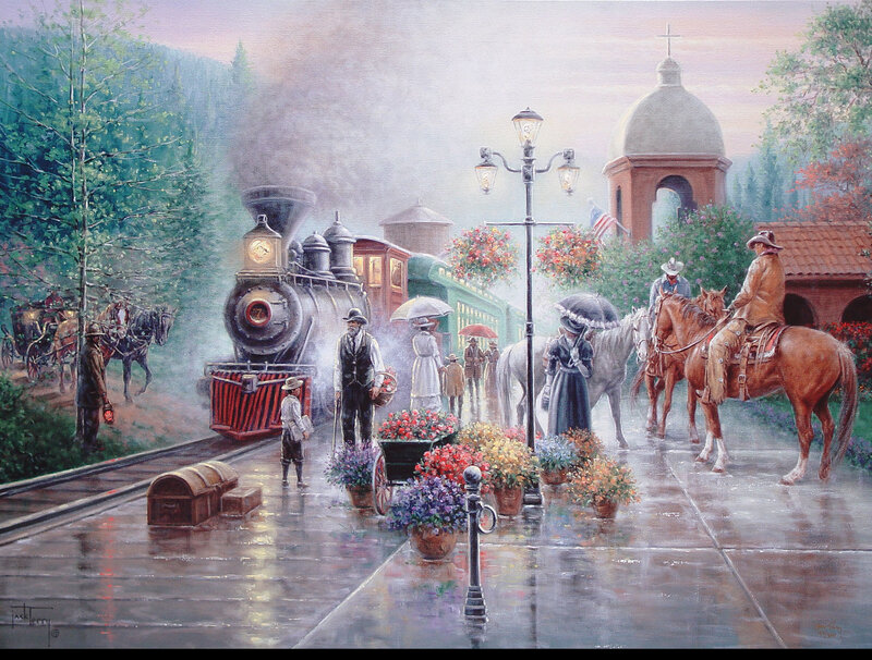 Train Station in Rainy Town