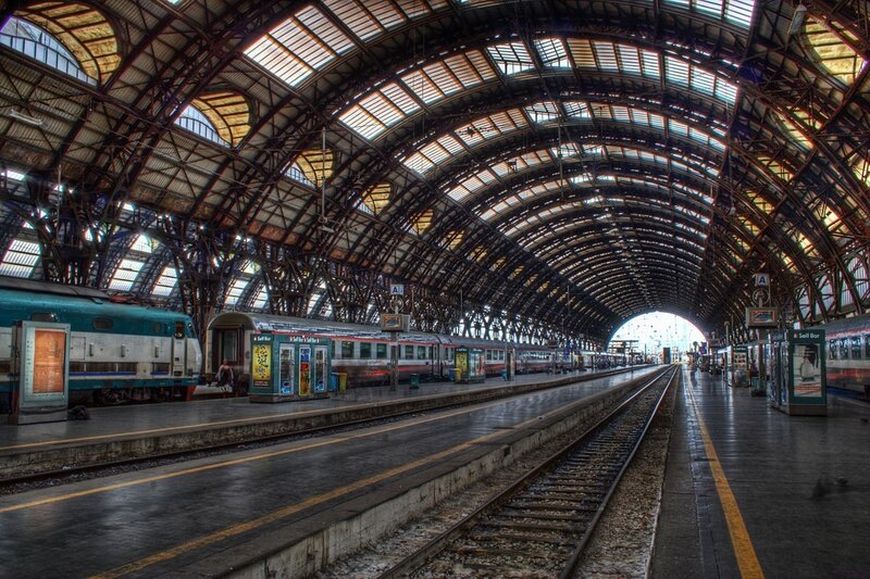 Train Station Interior — Gray, Dramatic, Photograph